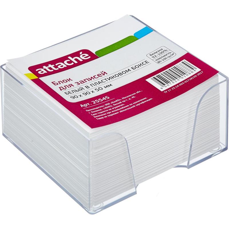 картинка Бумажный куб Attache 90*90*50 мм, белая бумага, в прозрачном боксе АС