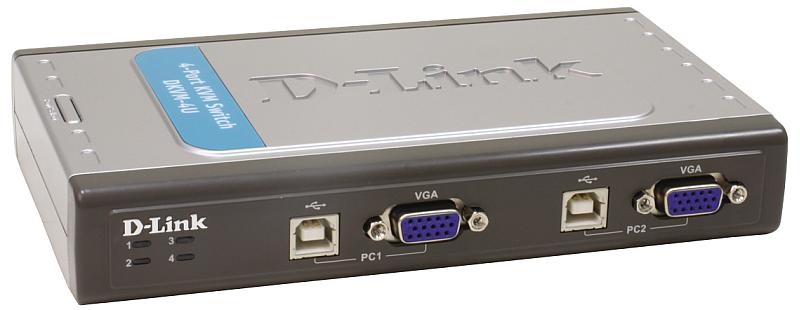 картинка 4-портовый переключатель D-Link DKVM-4U (2xUSB, VGA, 2 кабеля DKVM-CU в комплекте) АС
