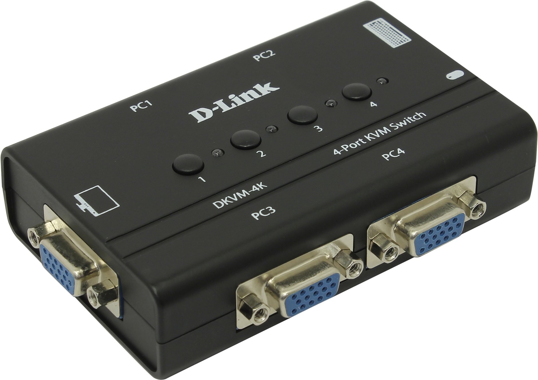 картинка 4-портовый переключатель D-Link DKVM-4K (2xPS/2, VGA, 2 кабеля DKVM-CB в комплекте) АС